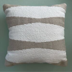 Striped Taupe & White Throw Pillow